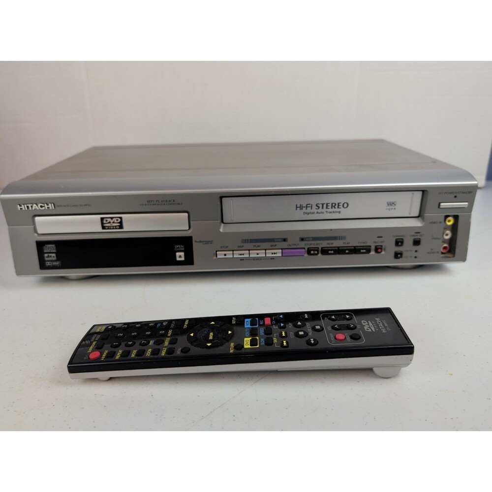 Hitachi DV-PF2U MP3 JPEG Play Back DVD DVD-R CD VCR Combo W/ Remote- Tested